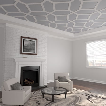Ekena Millwork 66 56W x 66 56H x 38T Large Cameron Decorative Fretwork Ceiling Panels, PVC CELP67X6701CAM